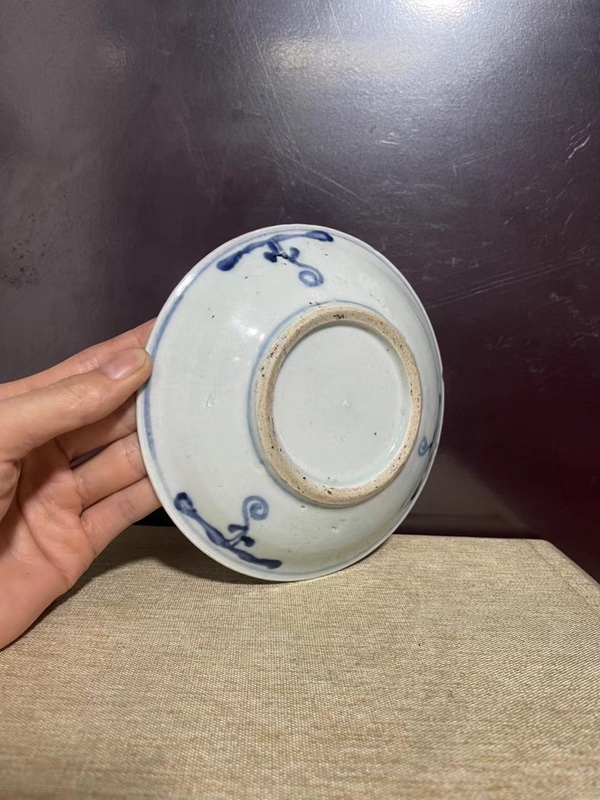 古玩陶瓷清青花蘭草詩文盤拍賣，當前價格1880元
