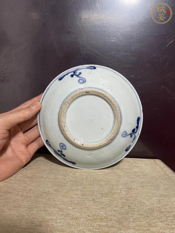 古玩陶瓷青花蘭草詩(shī)文盤真品鑒賞圖