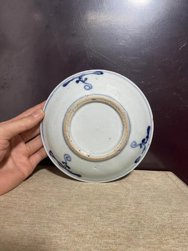古玩陶瓷清青花蘭草詩文盤拍賣，當前價格1880元