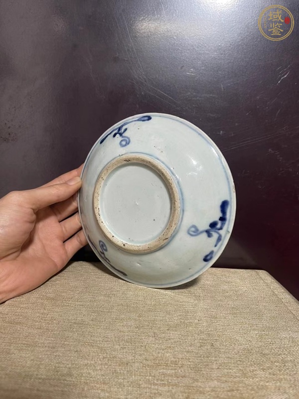 古玩陶瓷青花蘭草詩(shī)文盤真品鑒賞圖