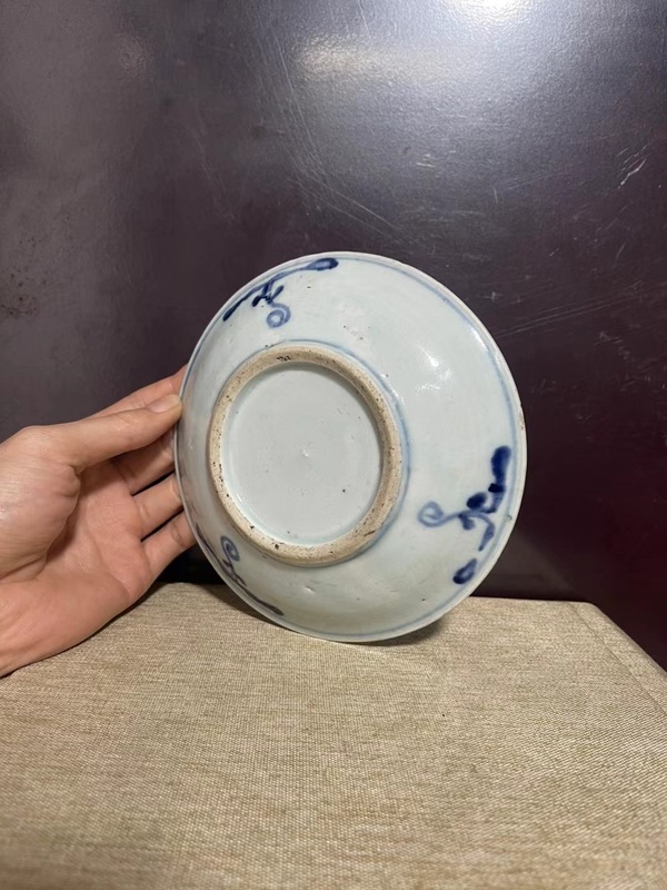 古玩陶瓷清青花蘭草詩文盤拍賣，當前價格1880元
