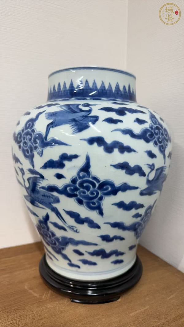 古玩陶瓷青花云鶴紋將軍罐真品鑒賞圖