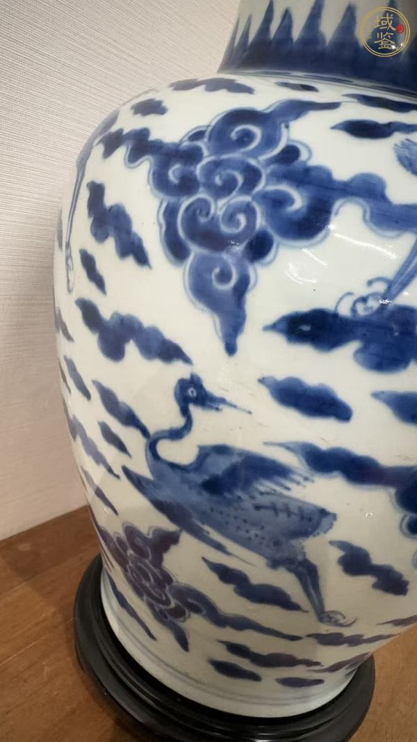 古玩陶瓷青花云鶴紋將軍罐真品鑒賞圖