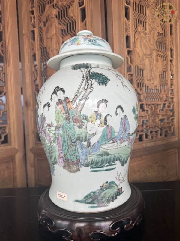 古玩仕女紋粉彩將軍罐真品鑒賞圖