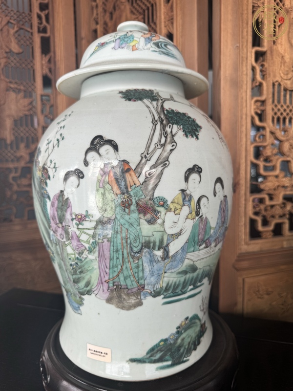 古玩陶瓷仕女紋粉彩將軍罐真品鑒賞圖