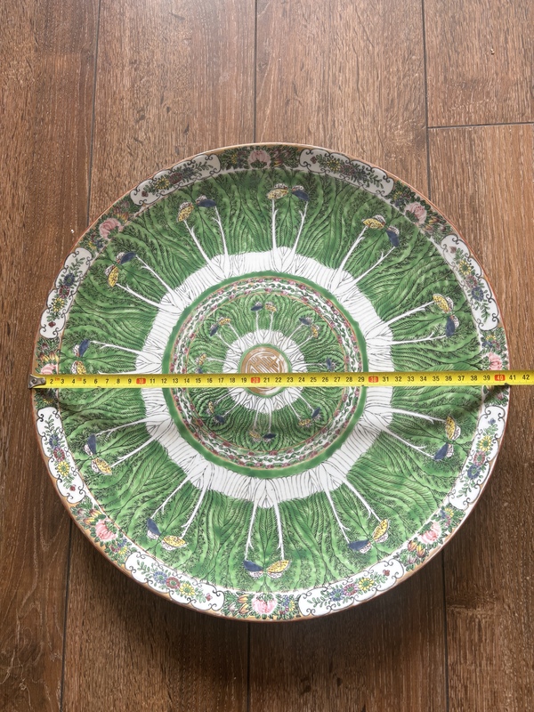 古玩轉(zhuǎn)賣(mài)民國(guó)廣彩百財(cái)紋盤(pán)拍賣(mài)，當(dāng)前價(jià)格1380元