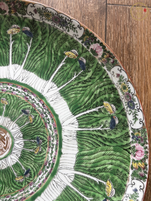 古玩陶瓷民國廣彩百財紋盤真品鑒賞圖