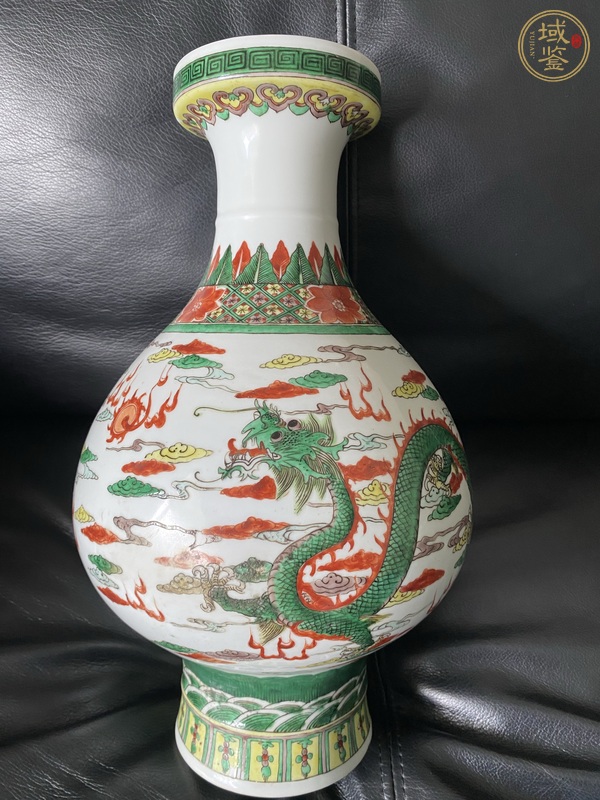 古玩陶瓷龍鳳紋五彩瓶真品鑒賞圖