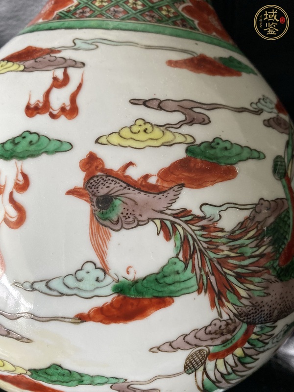 古玩陶瓷龍鳳紋五彩瓶真品鑒賞圖