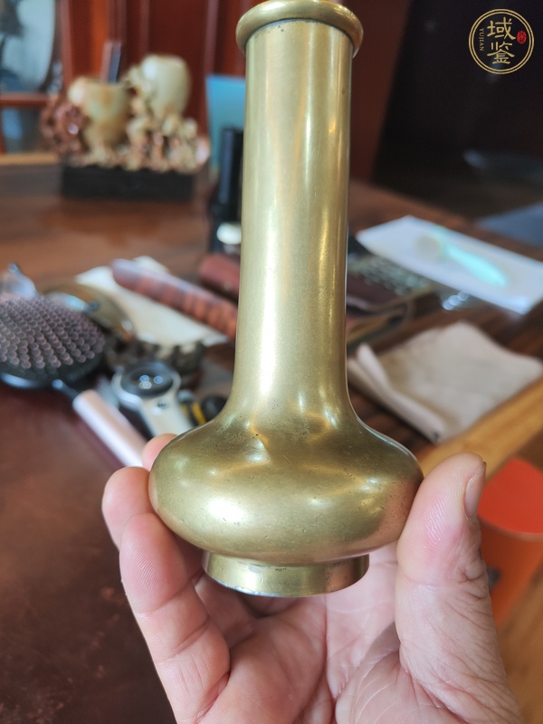 古玩雜項長頸銅瓶真品鑒賞圖