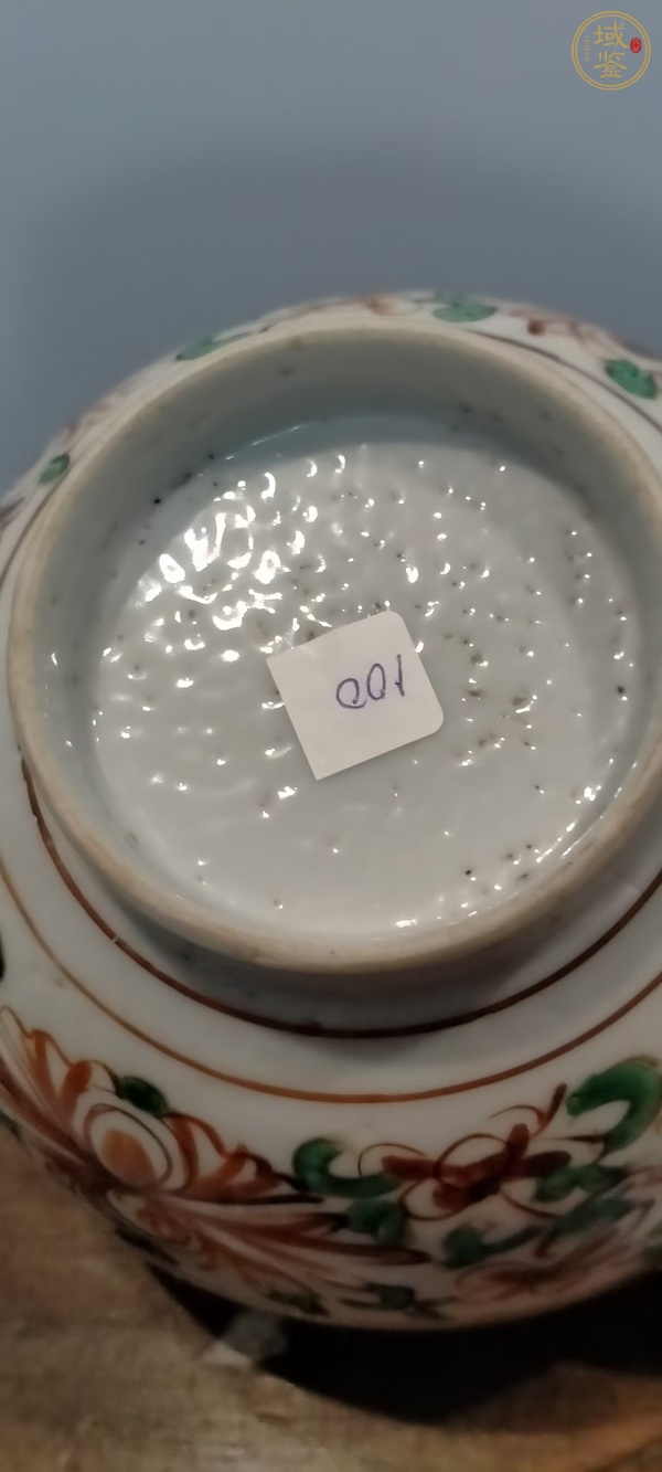 古玩陶瓷晚清紅綠彩碗真品鑒賞圖