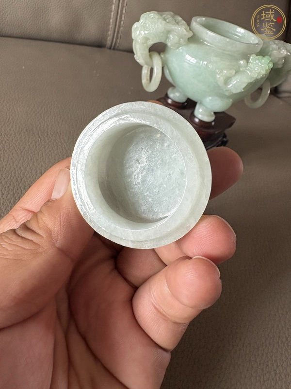 古玩玉器天然翡翠A貨香爐真品鑒賞圖