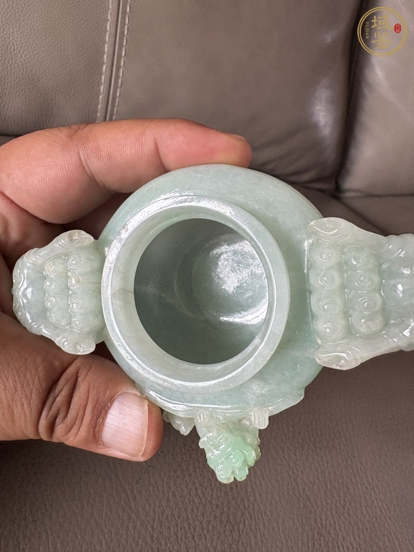 古玩玉器天然翡翠A貨香爐真品鑒賞圖
