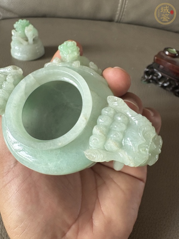 古玩玉器天然翡翠A貨香爐真品鑒賞圖
