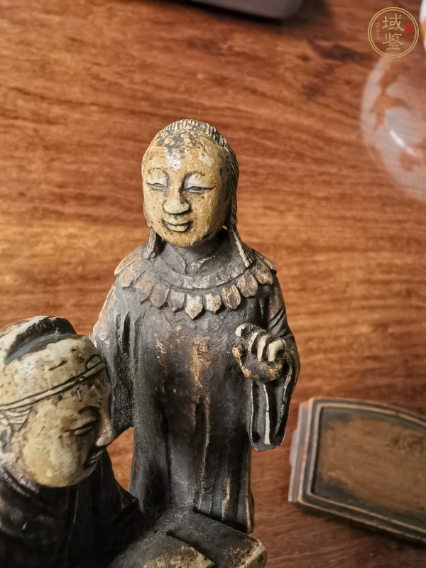 古玩木雕人物（堂前教子）故事真品鑒賞圖