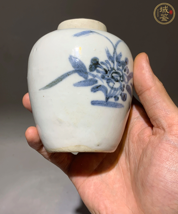 古玩陶瓷德化窯青花花卉紋罐真品鑒賞圖