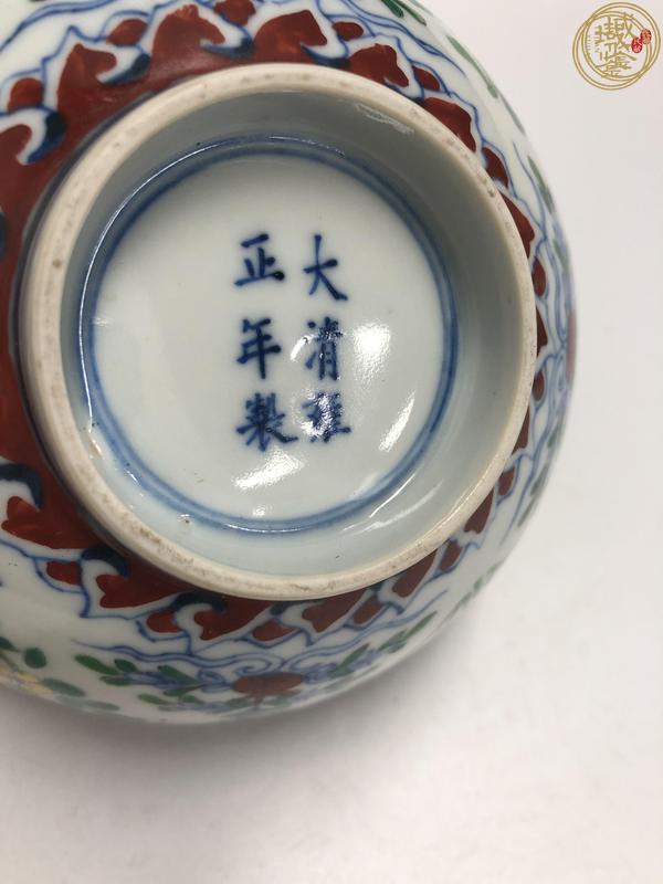 古玩陶瓷清晚期時期斗彩花卉紋碗真品鑒賞圖