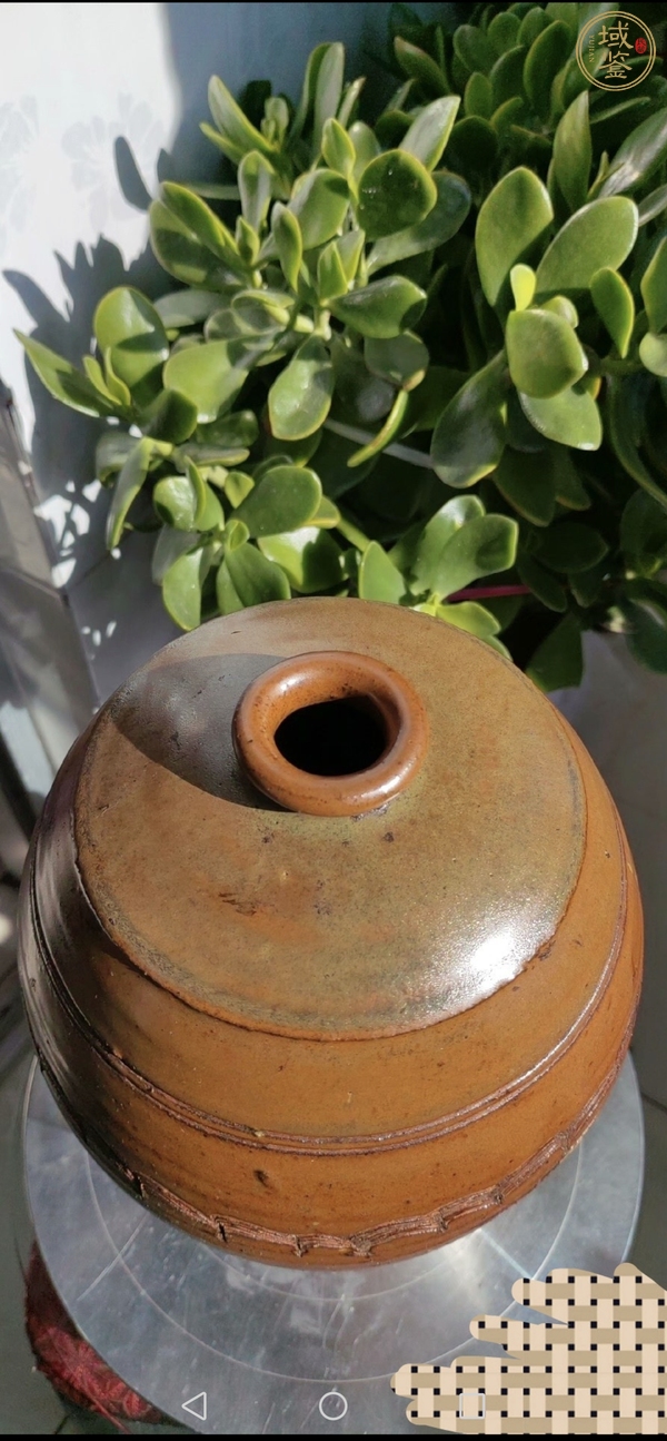古玩陶瓷褐釉刻水波紋梅瓶真品鑒賞圖