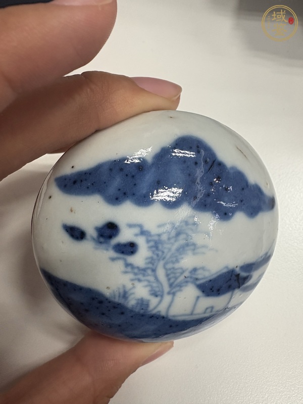 古玩陶瓷青花印泥盒真品鑒賞圖