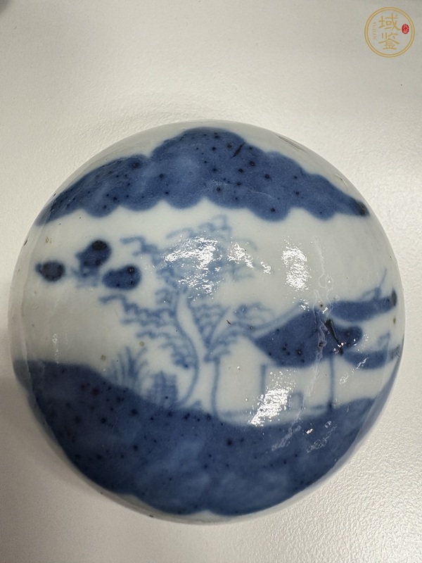 古玩陶瓷青花印泥盒真品鑒賞圖