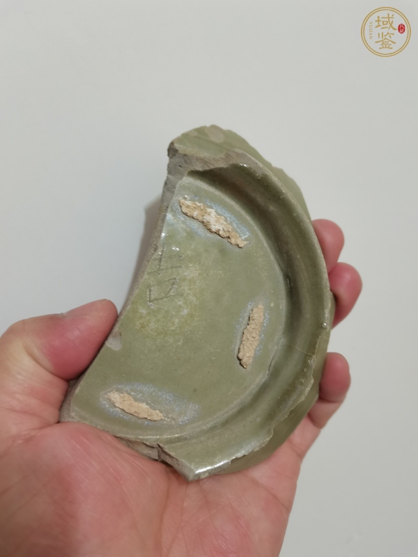 古玩陶瓷越窯青瓷刻蝴蝶紋標本真品鑒賞圖