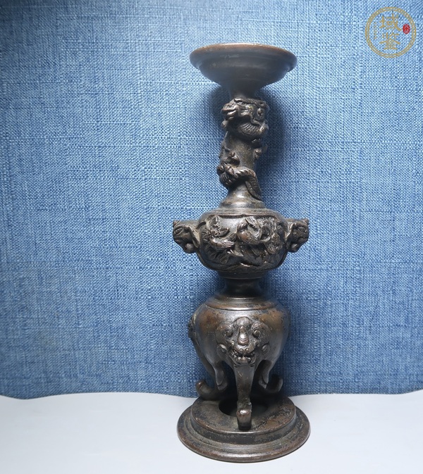 古玩銅器日本銅燭臺(tái)真品鑒賞圖
