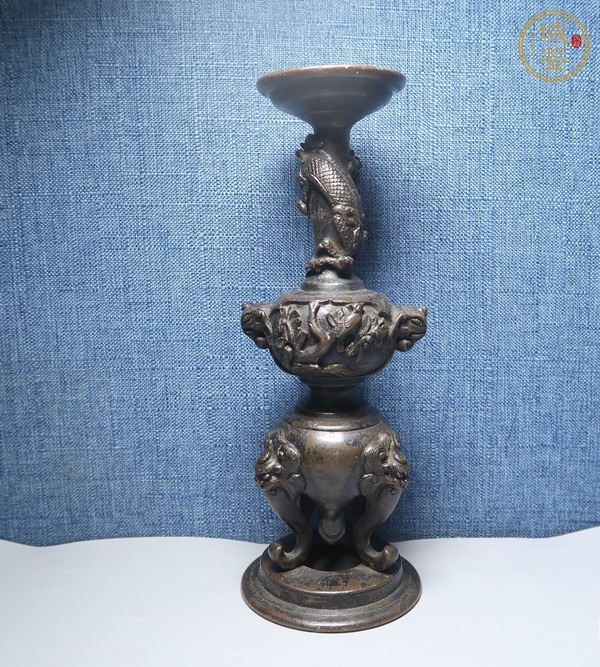 古玩銅器日本銅燭臺(tái)真品鑒賞圖