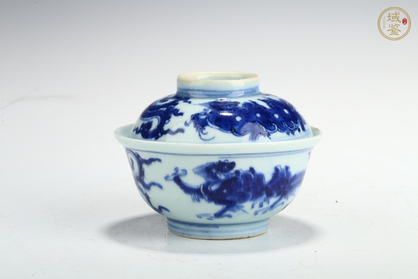 古玩雍正·青花夔龍紋蓋碗真品鑒賞圖