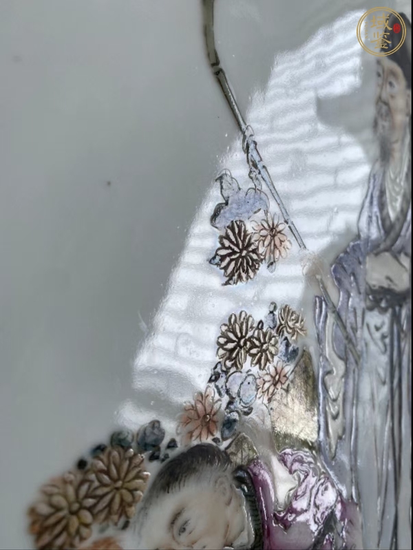古玩陶瓷淺絳彩人物紋瓷板畫真品鑒賞圖