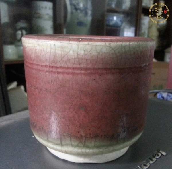 古玩陶瓷清中期郎紅釉香爐真品鑒賞圖
