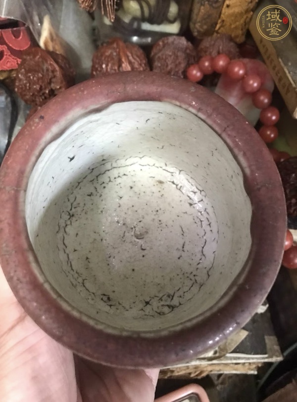 古玩陶瓷清中期郎紅釉香爐真品鑒賞圖