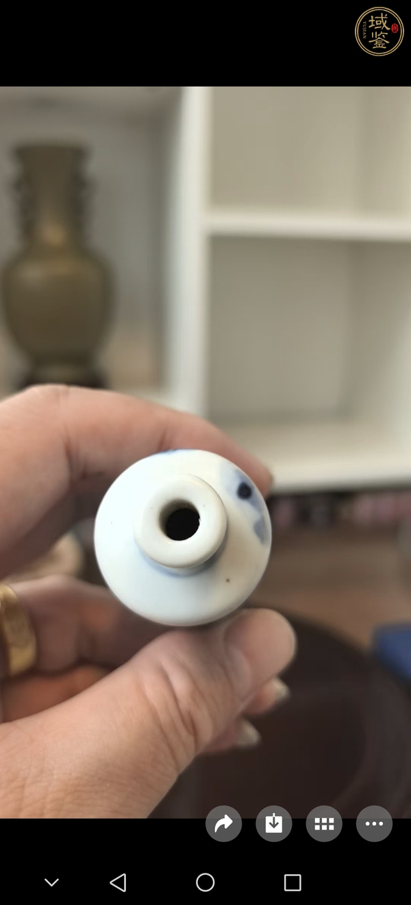 古玩陶瓷柳蔭棲馬紋青花鼻煙壺真品鑒賞圖