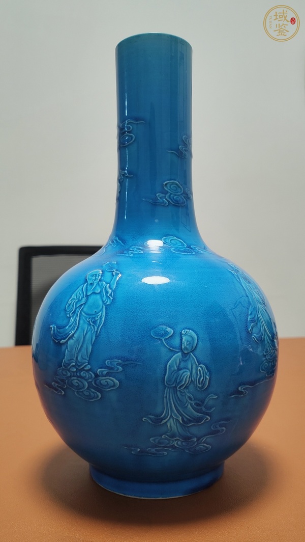 古玩孔雀藍(lán)印花瓶真品鑒賞圖