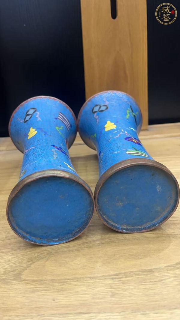 古玩銅器掐絲琺瑯花觚真品鑒賞圖