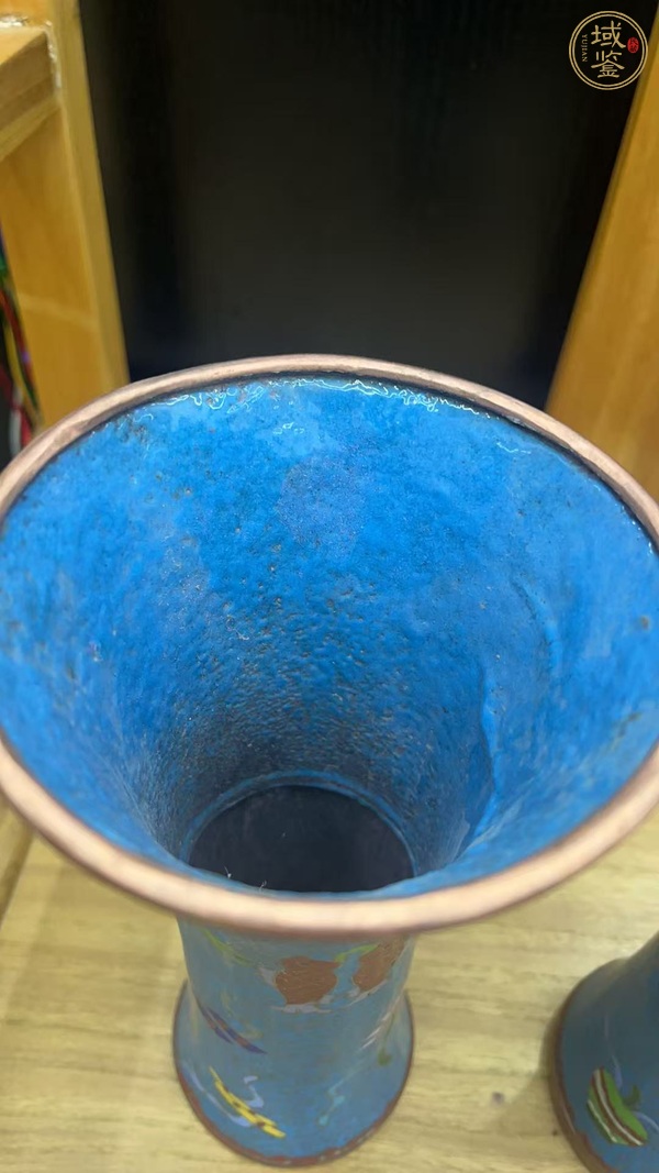 古玩銅器掐絲琺瑯花觚真品鑒賞圖