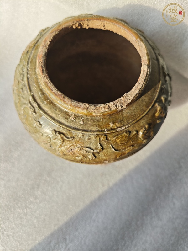古玩陶瓷綠釉跑獸罐真品鑒賞圖
