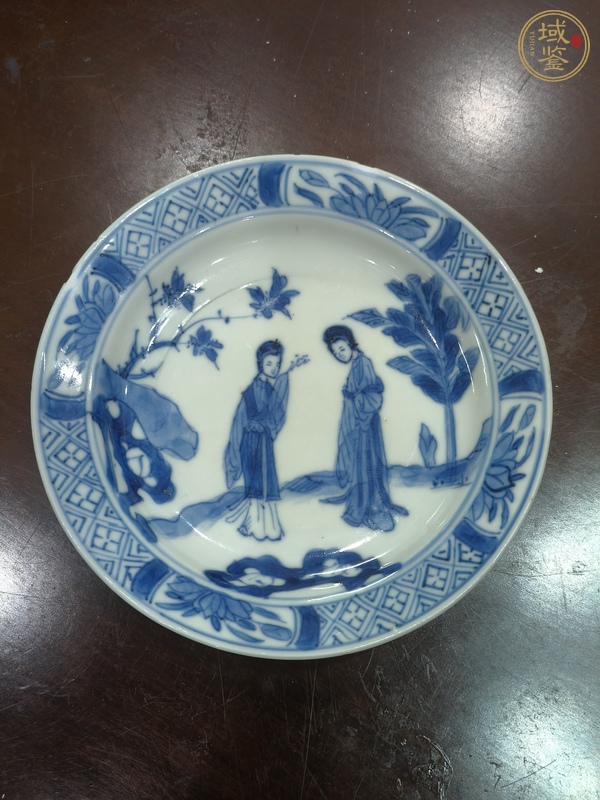 古玩陶瓷青花二喬圖盤真品鑒賞圖