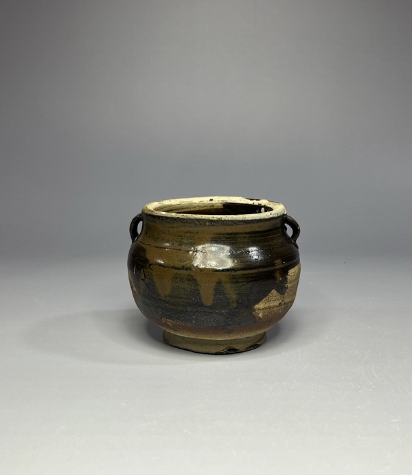 古玩陶瓷磁州窯醬釉雙系罐拍賣(mài)，當(dāng)前價(jià)格270元