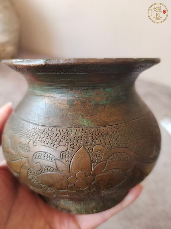 古玩銅器銅質刻花蘋果鐏真品鑒賞圖
