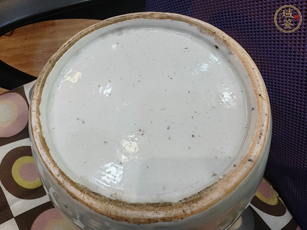 古玩陶瓷晚清豆青青花冬瓜罐真品鑒賞圖