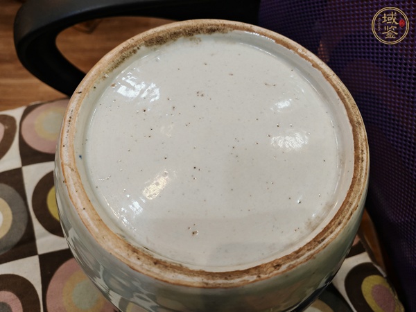 古玩陶瓷晚清豆青青花冬瓜罐真品鑒賞圖