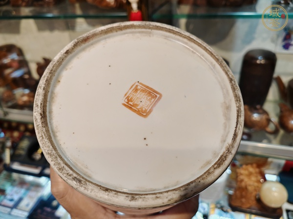 古玩陶瓷淺降彩人物故事紋帽筒（后加彩）真品鑒賞圖