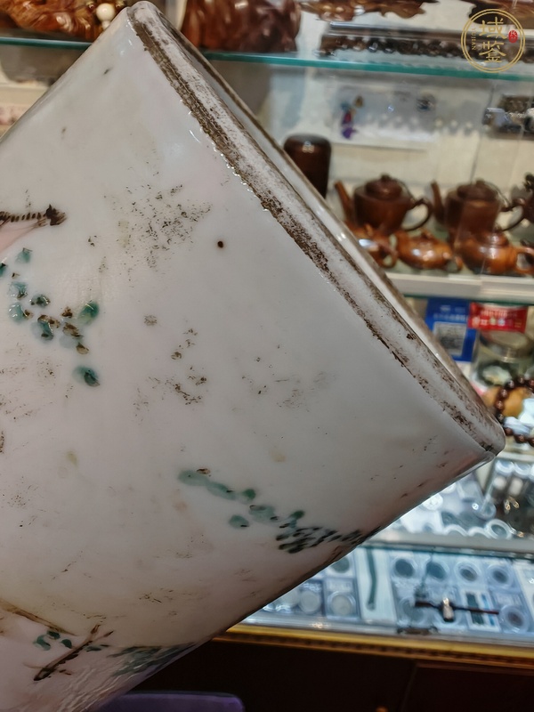 古玩陶瓷淺降彩人物故事紋帽筒(后加彩)真品鑒賞圖