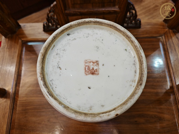 古玩陶瓷晚清淺降彩開窗帽筒真品鑒賞圖