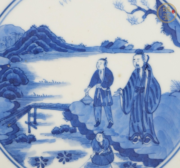 古玩陶瓷人物紋青花盤真品鑒賞圖