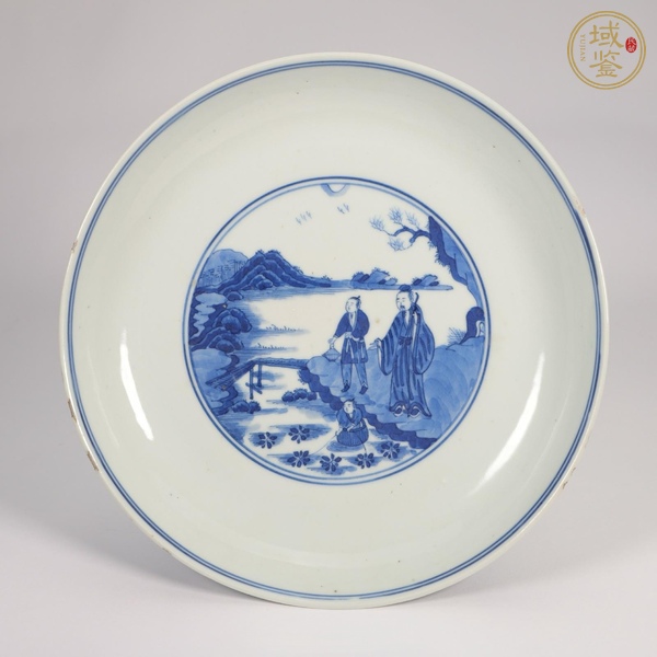 古玩陶瓷人物紋青花盤真品鑒賞圖
