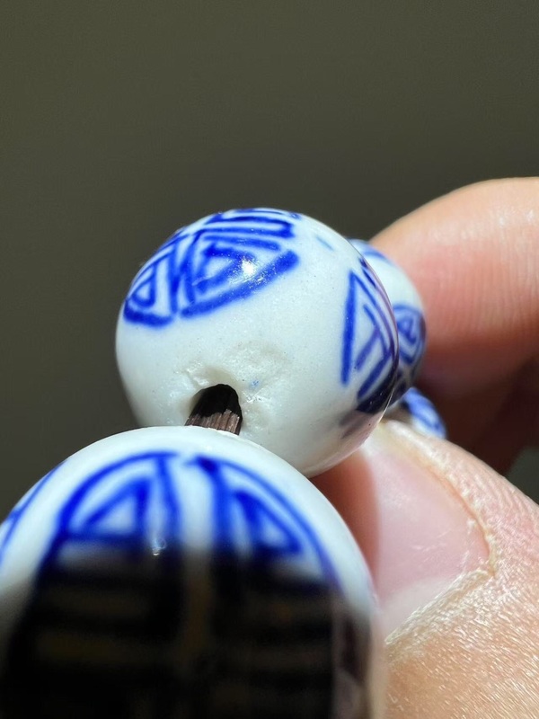 古玩雜項青花壽字紋佛珠手串拍賣，當前價格0元