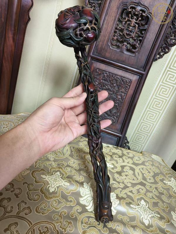 古玩雜項如意木雕真品鑒賞圖