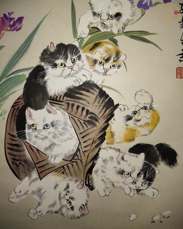 古玩字畫孫菊生群嘻戲圖真品鑒賞圖