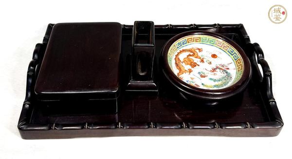 古玩陶瓷民國(guó)粉彩龍鳳紋盤真品鑒賞圖